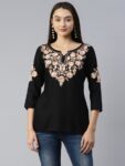 Heer Kashmiri Black Kurti