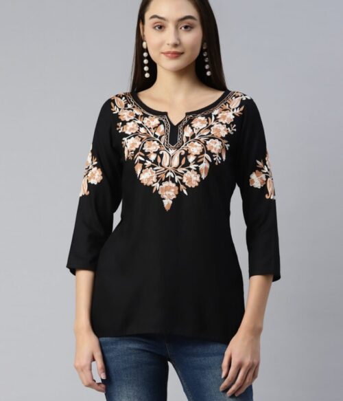 Heer Kashmiri Black Kurti