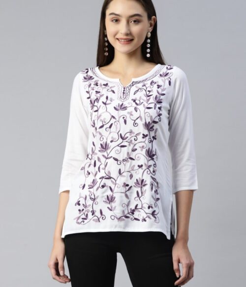 Jannat Kashmiri White Kurti