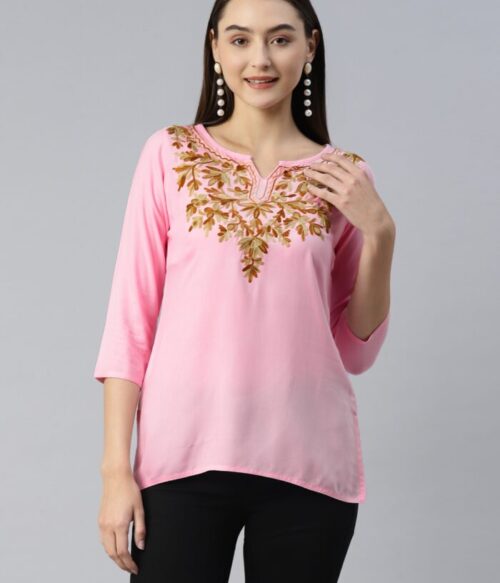 Aliyna Kashmiri Pink Kurti
