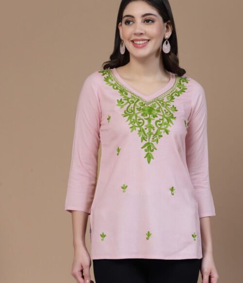 Falak Kashmiri Light Pink Kurti