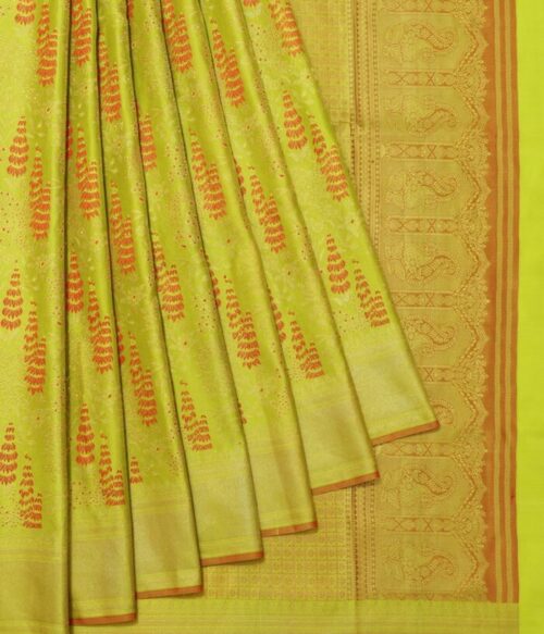 Parrot Green Kanchipuram Tissue Silk Saree