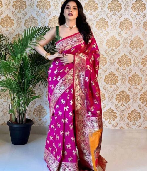 Soft Silk Banarasi Saree with Contrast Border