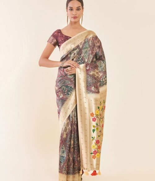 Printed Saree with Tassels