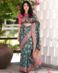 Floral Woven Saree with Contrast Border