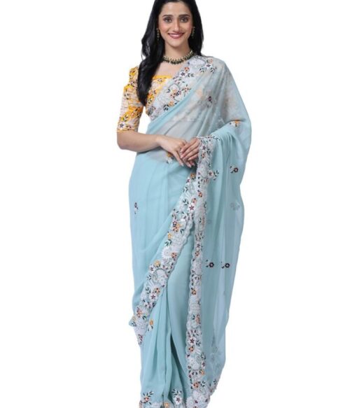 Embroidered Saree with Blouse Piece
