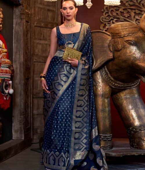 Women Paisley Woven Satin Silk Saree