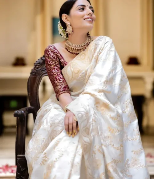 Women Banarasi Silk Saree with Blouse Piece