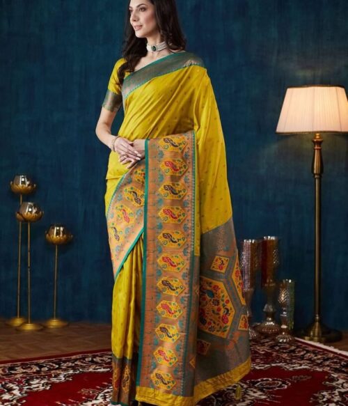 Women Silk Traditional Saree with Zari Border