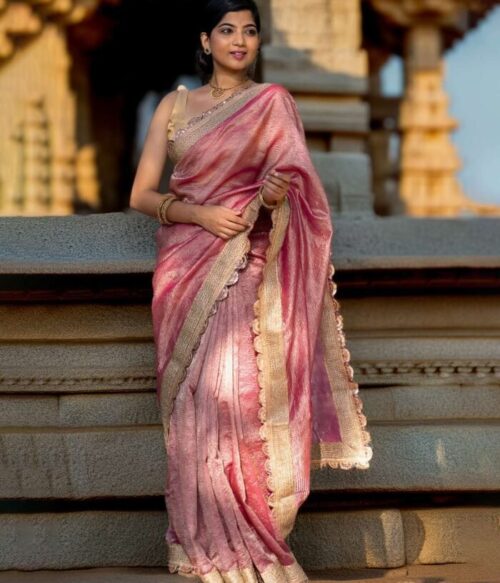 Women Banarasi Silk Saree with Contrast Border