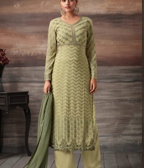 Beige Georgette Embroidered Straight Cut Suit Glamour Vol 48 48003 By Mohini Fashion SC/010221