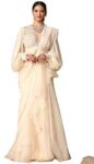 Saree Trends Women’s Faux Georgette ready to wear Frill saree with unstitched blouse