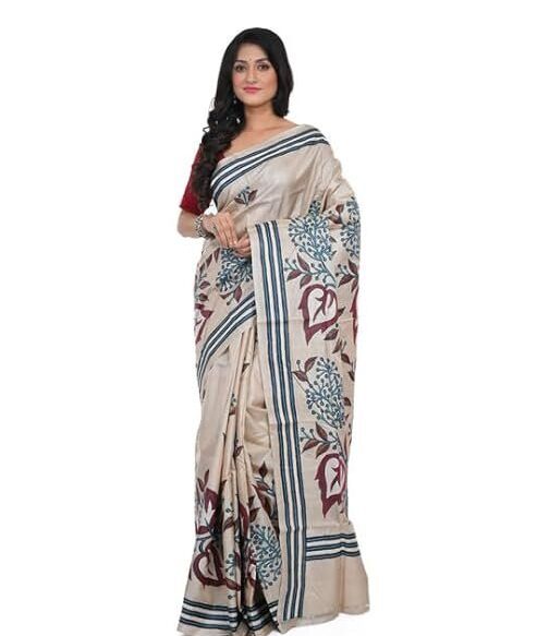 Handloom Tassar Saree Made Coloure Comfortable,Lightweight Ethnic Wear Saree For Women’S With Unstiched Blouse Piece, (Saree-5.5Mtr, Unstiched Blouse