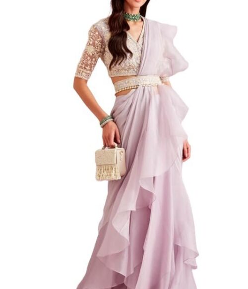 Women’s Woven Design Peacock Print Silk Blend Saree with Unstitched Blouse Piece