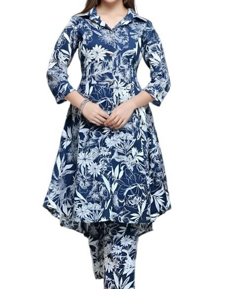 Women’s Co-ord Set Cotton Collared Kurta with Pant Cord Set Outdoor Wear