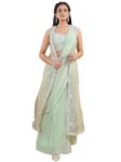Ready to Wear Saree with Shrug Jacket for Women | Georgette One Minute Saree with Stitched Blouse | Stylish Saree Gown for Weddings and Festive Celebrations