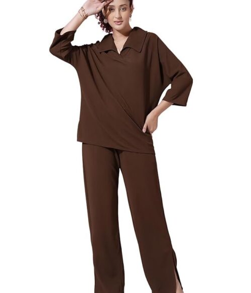 Women’s Co-ords Set|Lycra Oversized Top & Trouser Set|Casual Co-ords Set for Women|Two Piece Co-ord Set|Office Wear Co-ords Set