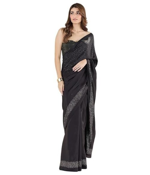 Black liva crepe foil saree