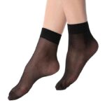 Pack of 1 Black Ultra-Thin Transparent Nylon Summer Socks/Stocking Socks for Ladies/Women/Girl’s (Ankle Length Socks)