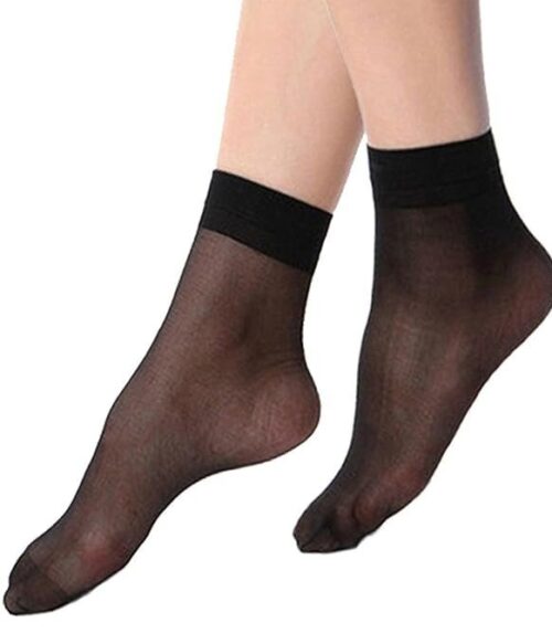 Pack of 1 Black Ultra-Thin Transparent Nylon Summer Socks/Stocking Socks for Ladies/Women/Girl’s (Ankle Length Socks)