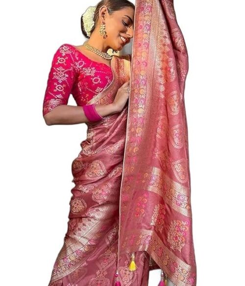 Pure Kanjivaram Soft Banarasi Silk Saree For Women & Girls With Unstitched Heavy Blouse Piece
