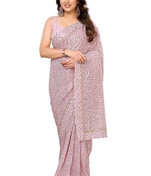 Women Georgette With Sequence Ready to Wear Saree