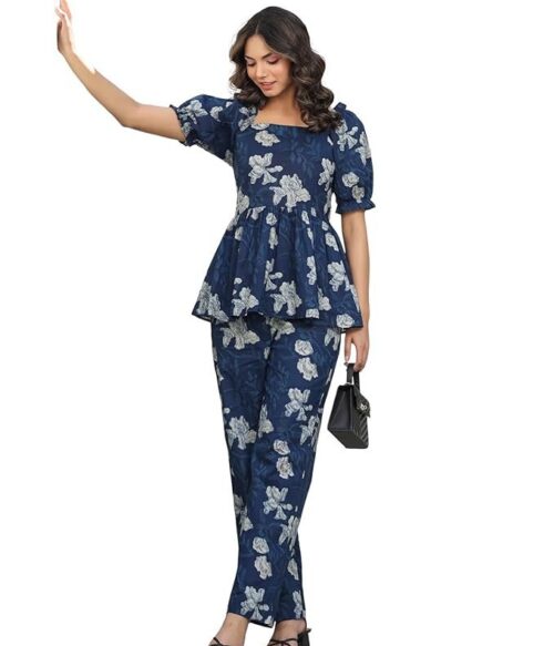 Women’s Co-ord Set Rayon Blend Top and Pant Set | Ethnic Co Ord Set | Printed Co-Ord Set for Women