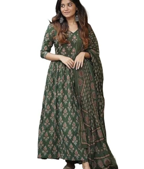 Women Printed Flared A-Line Kurta with Pant and Dupatta Suit Set | Kurta Set