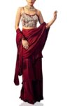 Saree Trends Women’s Faux Georgette ready to wear Frill saree with unstitched blouse