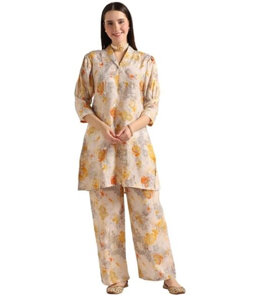 Cotton Blend Co-Ord Set for Women | Co-Ord Set for Women Stylish | Kurta Set for Women | Pajama Set | Ethnic Co-Ord Set for Women | 3/4 Sleeve Women’s Co-Ord Set
