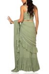 Saree Trends Women’s Faux Georgette ready to wear Frill saree with unstitched blouse