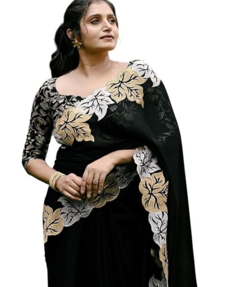 Women’s Chifon Floral Printed Saree With Unstiched Blouse Piece For Festival And Function.