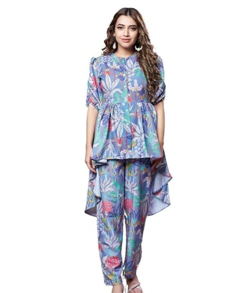 Women Ethnic Kurta Set | Rayon Co-Ord Set | Fancy Pajama Set | Pack of 2 | Floral Printed Top & Pant Set | Full Pair Set | A-line Kurta Set for Women |