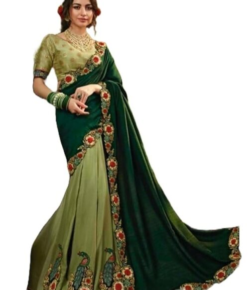 Cocktail Party Woman wear Soft Weaving Silk Designer Saree Blouse Indian Trendy Ethnic Sari (ST)