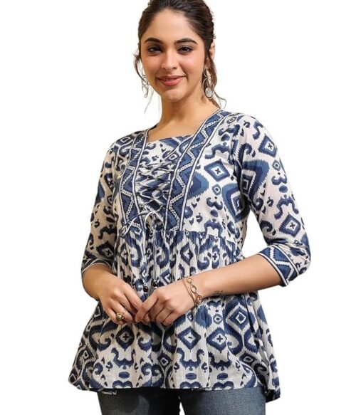 Regular Fit Tops Women Printed Shirt Top Women | Tops Women Stylish Latest | Office Wear Tops Women | Cotton Blend Tops Women | Women’s Top | Girls Top Women’s