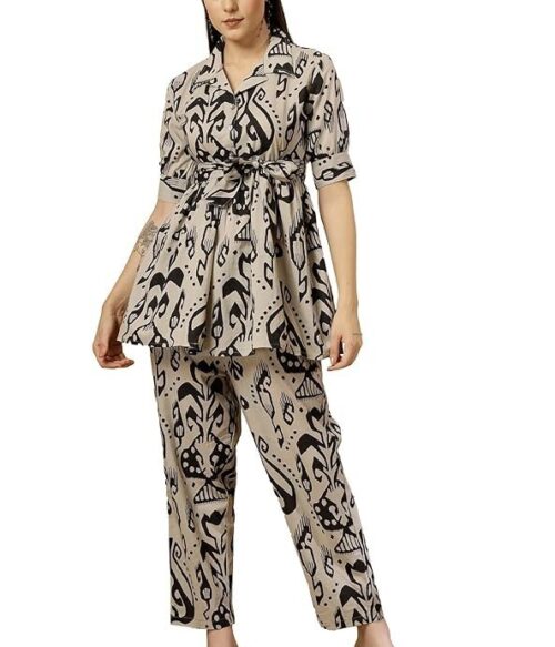 Women Ivory Print Baroque Pure Cotton Co-ord Set