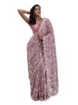 Women’s Net Embroidery Sequin work Saree with Blouse Piece
