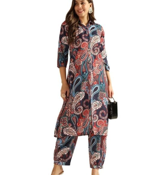 Women’s Cotton Blend Co Ord Set | Co Ord Set for Women Stylish | Kurta Set for Women | Kurta Set | Ethnic Co Ord Set for Women | 3/4 Sleeve Women Co-ord set