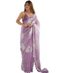 Women’s Shimmer Chiffon Sequence Embroidery Saree With Unstitched Blouse Piece