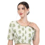 Women’s Kalamkari Printed Pure Cotton Readymade Saree Blouse
