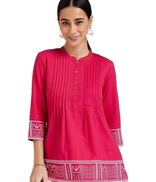 Women’s Printed Straight Cotton Short Kurti