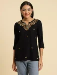 Aiza Kashmiri Black Short Kurti