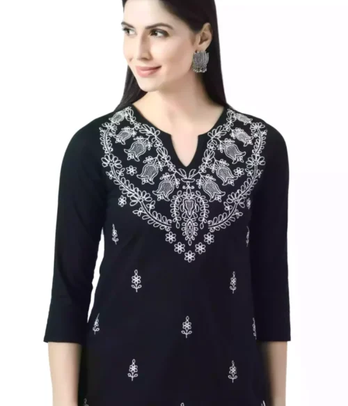 Black Chikankari Short Kurti
