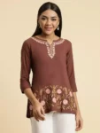 Hiba Brown Short Kurti