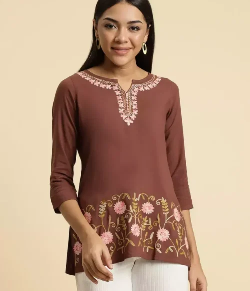 Hiba Brown Short Kurti