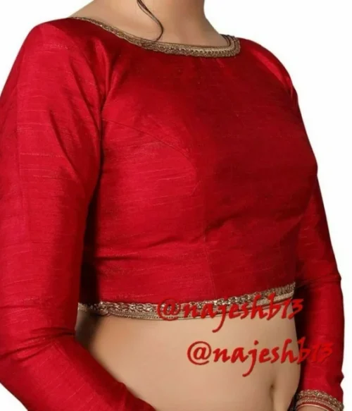 Maroon Saree Blouse with Long Sleeves ,Readymade Saree Blouse, Women’s Dupion Silk Sari Blouse, Indian Blouse