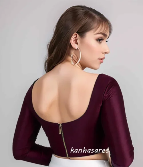 Readymade Saree Blouse Custom Made High Neck Raw Silk Saree Blouse – Long Sleeve Latest Indian Ethnic Wear Custom Crop Top Made to Order