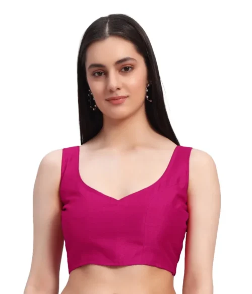 Womens Solid readymade sleeveless saree sari blouse choli crop top indian ethnic sweetheart neck partywear blouse