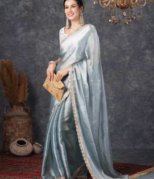 Women Chiffon Saree with Embellished Border