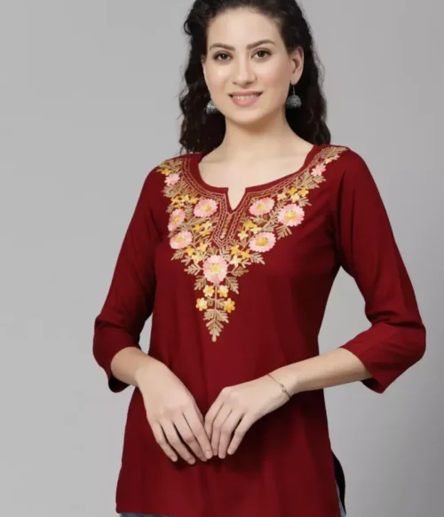 Israa Maroon Short Kurti